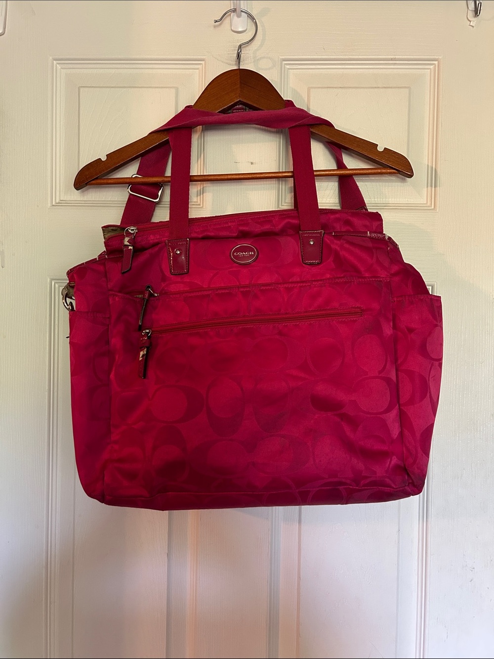 Vintage Coach Fuchsia Signature Nylon Tote
